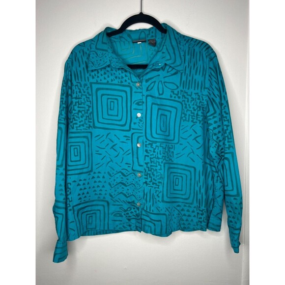 Chico's Blouse Women's 2 US L Blue Semi Sheer Floral Career Classic Breathable - Picture 1 of 7